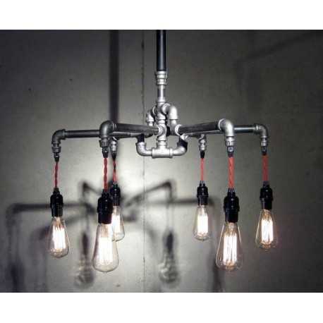 pendant industrial pipe lamp iron bulbs chandelier balloon edison cage dezignlover
