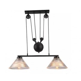 Industrial Pulley double pendant lamp with Edison bulbs 