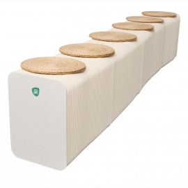 Flexible Expanding Paper bench seats 6p in white