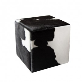 Cowhide Ottoman Cube Stool H45cm