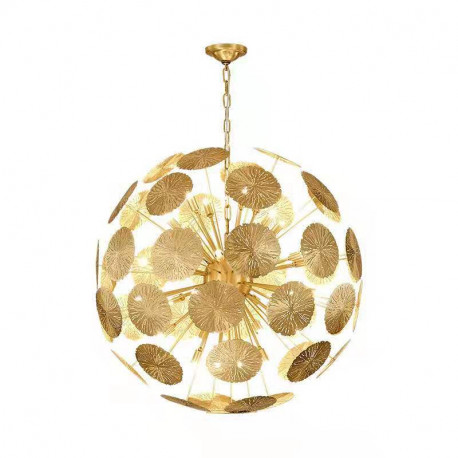 Lily Pad Round Brass Chandelier