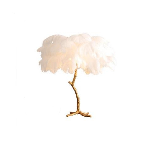 Lampe de Table Plume d'Autruche en Laiton