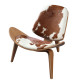 Chaise design Wegner CH07 Shell Cowhide