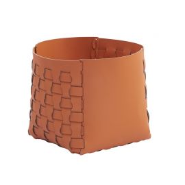Casa Vegan Leather Round Storage Basket