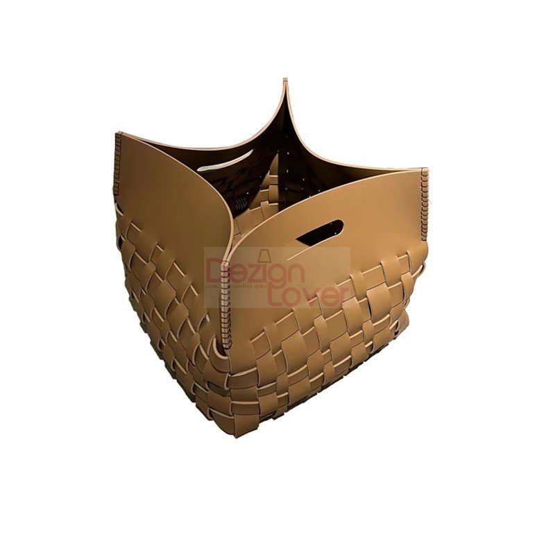 Panier Rangement Cuir Avec Poignée - Idéal Pour Vin, Fleurs, Fruits, Magazines, Fêtes Et Noël (noir)