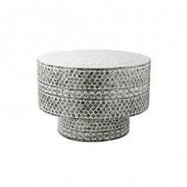 Table basse Tiered Noir Pearl Mosaic en nacre