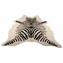 Cowhide Rug - Stencilled Zebra (Black & White)