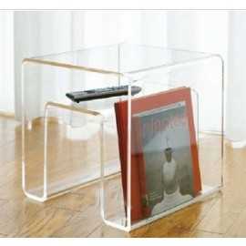 Magazine rack Side table design in acrylic