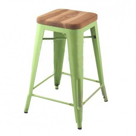 Tabouret design Tolix assis en bois H45cm Lot de 2