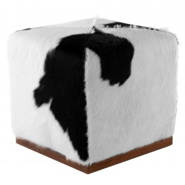 Cowhide Ottoman Cube Stool H40cm