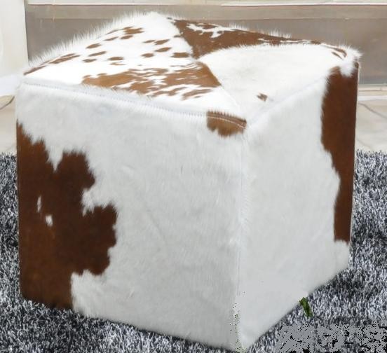 Cowhide Ottoman Cube Stool Free Worldwide Delivery Custom