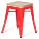 Tabouret design Tolix assis en bois H45cm Lot de 2