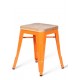 Tabouret design Tolix assis en bois H45cm Lot de 2