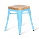 Tabouret design Tolix assis en bois H45cm Lot de 2