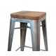 Tabouret design Tolix assis en bois H45cm Lot de 2