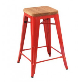 Tolix barstool wood seat