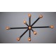 Suspension chandelier design industriel en tube métallique 9 ampoules