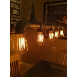 Industrial Iron Pipe pendant lamp Straight row