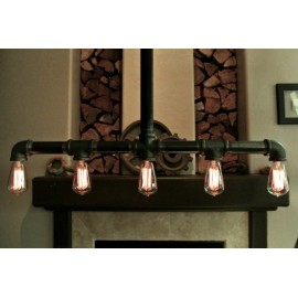 Industrial Iron Pipe pendant lamp w/cross down drop