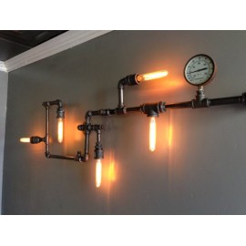 Custom Industrial Iron Pipe wall lamp 