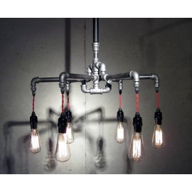 Industrial Iron Pipe pendant lamp 6 bulbs