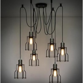 Cage Industrial light Chandelier with Edison bulbs