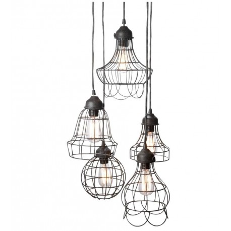 Wire Five Pendant lamp with Edison bulbs 