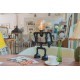 Lampe de table design industriel en tube métallique robot avec ampoule edison 02