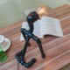 Industrial Iron Pipe table lamp robot with edison bulb 03