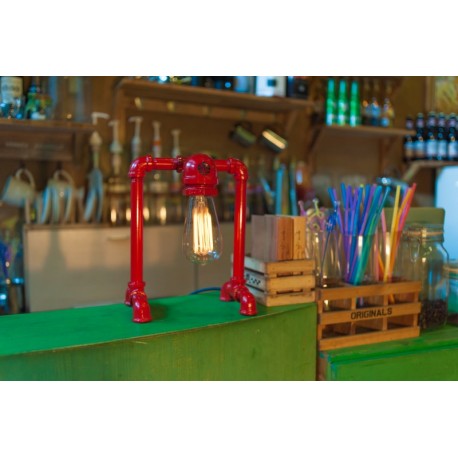 Lampe de table design industriel en tube métallique robot avec ampoule edison 04