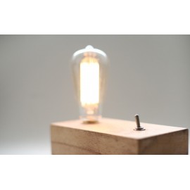 Retro wooden table lamp with edison bulb