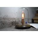 Lampe de table design Bell Jar en bois avec ampoule edison