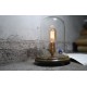 Bell Jar wood table lamp with edison bulb