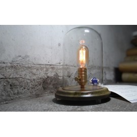 Lampe de table design Bell Jar en bois avec ampoule edison