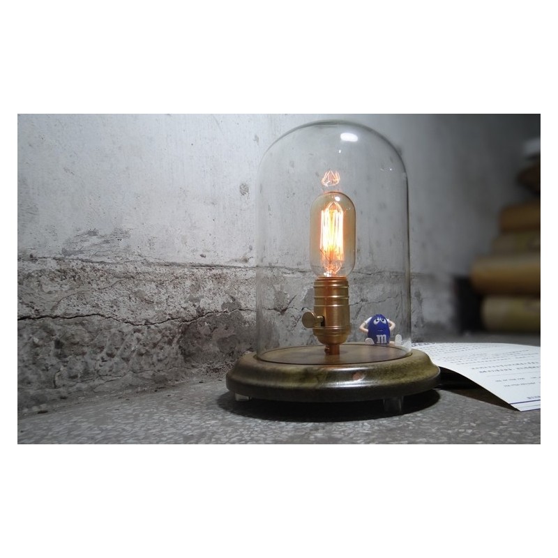 Bell Jar Wood Table Lamp With Edison, Edison Bell Jar Table Lamp