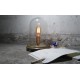 Bell Jar wood table lamp with edison bulb