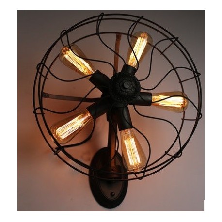 Applique design industriel rétro ventilateur avec ampoule edison