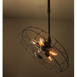 Suspension design industriel rétro ventilateur avec ampoule Edison