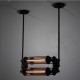 Suspension design industriel rétro avec 4 ampoules edison tube horizontale