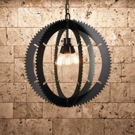 Suspension design industriel Roue dentée avec ampoule Edison