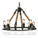 Industrial Vintage hemp rope chandelier pendant lamp
