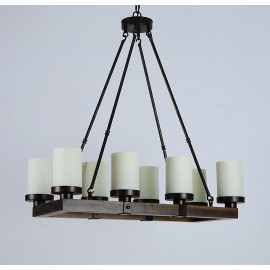 Arturo Rustic Vintage wood LED rectangular chandelier