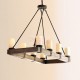 Chandelier LED rectangulaire design Arturo Vintage rustique en bois