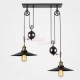 Industrial Iron Pulley double pendant lamp design with Edison bulbs